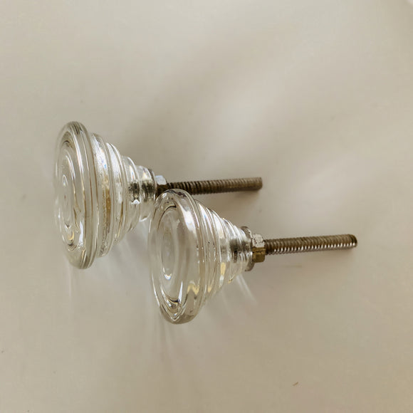 Concentric Circle Design on Clear Glass Cabinet Knobs Pulls Two Sizes-Dwyer Home Collection