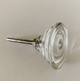 Concentric Circle Design on Clear Glass Cabinet Knobs Pulls Two Sizes-Dwyer Home Collection