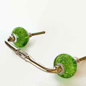 Green Glass Bubble Handles 4 Inch Slim Style Drawer Pulls-Dwyer Home Collection