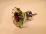 Green Glass Daisy Cabinet Knobs Drawer Pulls Red Centers 1.75 Inch (s)-Dwyer Home Collection