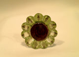 Green Glass Daisy Cabinet Knobs Drawer Pulls Red Centers 1.75 Inch (s)-Dwyer Home Collection