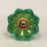 Mint Green Glass Flower Cabinet Knobs Drawer 1.75 Inch-Dwyer Home Collection