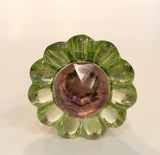 Green Glass Daisy Cabinet Knobs Light Pink Centers 1.75 Inch-Dwyer Home Collection