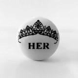 His and Her Crown Cabinet Knobs Drawer Pulls Porcelain 1.50 Inch-Dwyer Home Collection