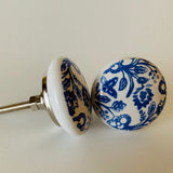 Blue Floral Cabinet Knobs Pulls Porcelain 1.50 Inch-Dwyer Home Collection