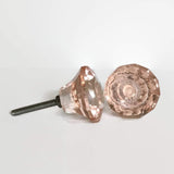 Light Pink Diamond Cut Glass Cabinet Knobs Drawer Pulls 1.25 Inch-Dwyer Home Collection