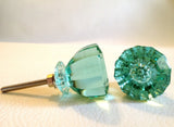 Mint Green Modern Glass Cabinet Knobs Pulls 1.40 and 1.10 Inch (s)-Dwyer Home Collection