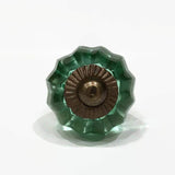 Small Mint Green Faceted Glass Cabinet Knobs Drawer Pulls 1"-Dwyer Home Collection