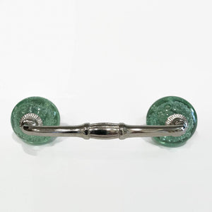 Mint Green Glass Bubble 4 Inch Cabinet Handles Pulls Slim Style-Dwyer Home Collection