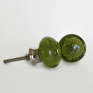 Olive Green Glass Bubble Cabinet Knobs Pulls 1.5 Inch-Dwyer Home Collection