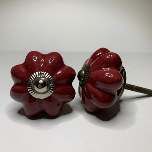 Red Brown Porcelain Drawer Pulls Cabinet Knobs 1.75 Inch-Dwyer Home Collection
