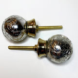 Silver Mercury Crackle Glass Cabinet Knob Pulls 1.25 Inch-Dwyer Home Collection