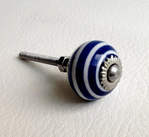 Royal Blue Spirals Cabinet Knobs Drawer Pulls Small Porcelain 1 Inch-Dwyer Home Collection