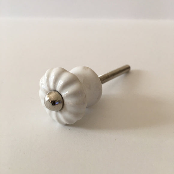 Mini Scalloped White Porcelain Cabinet Knobs Small Drawer Pulls 7/8 Inch-Dwyer Home Collection