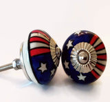 USA Red White and Blue Cabinet Knobs 1.50 Inch-Dwyer Home Collection