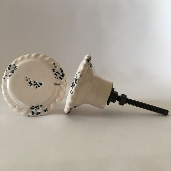 Off White Porcelain Cabinet Knobs Dresser Drawer Pulls 1.75 Inch-Dwyer Home Collection