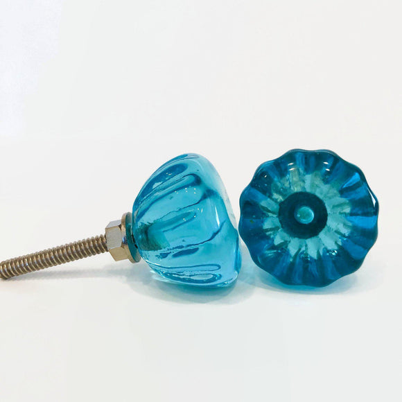 Vintage Style Bold Aqua Glass Cabinet Knobs Pulls 1.25 Inch-Dwyer Home Collection