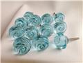 Aqua Blue Swirl Glass Cabinet Knobs Pulls - Set of 12 Seconds