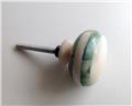 Soft Green Accents on Natural Marbled Bone Cabinet Knobs Drawer Pulls
