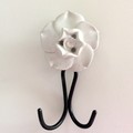 Ceramic Rose Flower with Double Metal Hanging Hook Hooks