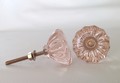 Antique Vintage Style Light Pink Glass Cabinet Knobs Pulls 1-1/4"