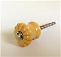 Mini Scalloped Yellow Gold Porcelain Cabinet Knobs Small Drawer Pulls