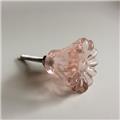 Pink Daisy Glass Crystal Drawer Pulls Cabinet Knobs