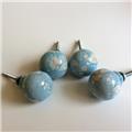 Baby Blue Marbled Porcelain Cabinet Knobs Drawer Pulls Set of 4