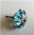 Aqua Blue Glass Flower Cabinet Knobs Dresser Drawer Pulls