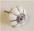 Soft White Porcelain Cabinet Knobs Pulls Silver Accents 1.75" Decorative Hardware