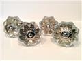 Clear Glass Flower Cabinet Knobs Drawer Pulls Mixed Silver Fittings Set of 4