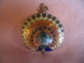 Colorful Vintage Peacock Pendant in Goldtone Setting #3.jpeg