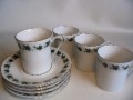 Scherzer Bavaria Demitasse Cups and Saucers Ivy Design Gold Trim Set of 4