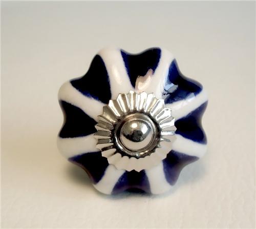 White and Blue Drawer Pull Pulls Cabinet Knob Silver Rosette 1.jpeg