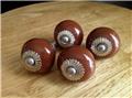 Chocolate Brown Porcelain Cabinet Knobs Pulls Decorative Hardware Set of 4