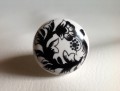 Black and White Porcelain Asian Flower Design Cabinet Knobs Drawer Pulls