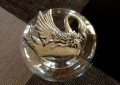 Glass Trinket Pot Pourri Bowl with Pewter Swan Lid