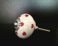 Red Hearts on White Porcelain Cabinet Knobs Pulls Decorative Hardware