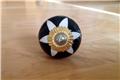 Black and White Porcelain Etched Star Cabinet Knobs Dresser Drawer Pulls