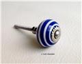Small Royal Blue Spirals on White Porcelain Cabinet Knobs Pulls 1-inch