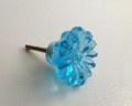 Aque Blue Daisy Glass Crystal Cabinet Knobs Drawer Pulls