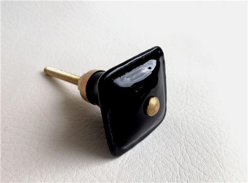 Black Porcelain Square Cabinet Knobs Dresser Drawer Pulls