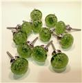 Green Glass Bubble Cabinet Knobs Drawer Pulls Seconds Lot of 10