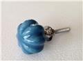Small Scalloped Turquoise Aqua Blue Mini Porcelain Cabinet Knobs Drawer Pulls