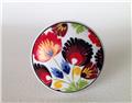Colorful Flowers on White Porcelain Cabinet Knobs Pulls