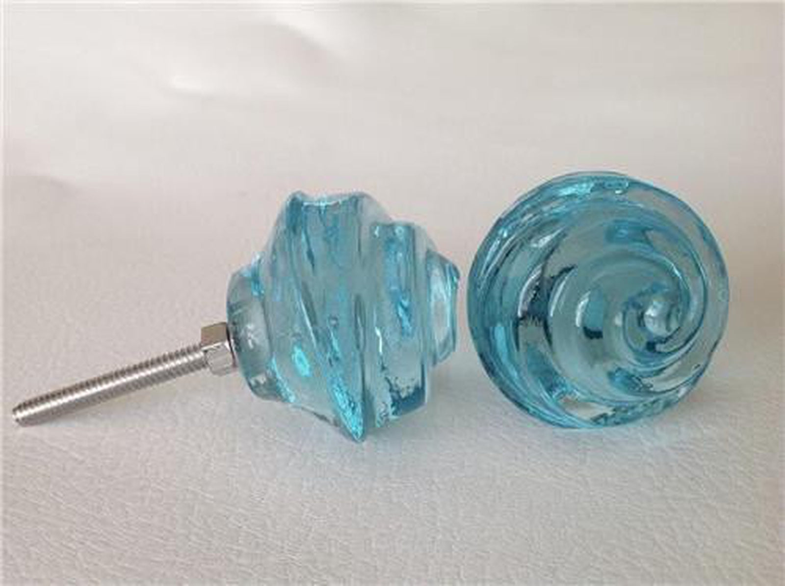 Chic Shabby Aqua Glass Swirl Cabinet Knobs Dresser Drawer Pulls 1.5 Inch-Dwyer Home Collection