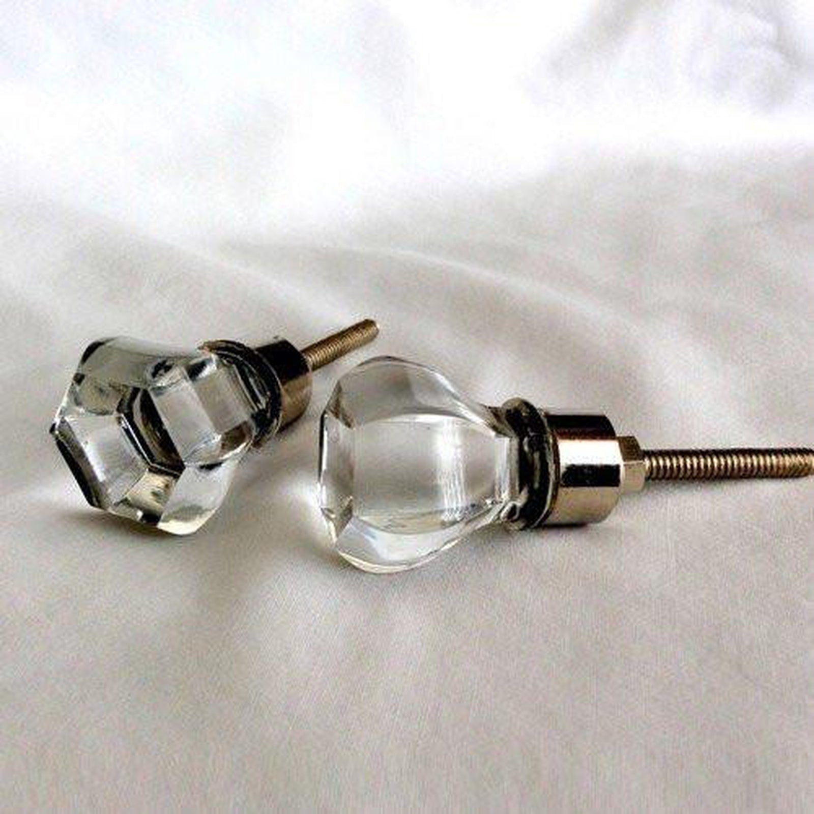 Small Clear Glass Crystal Hexagon Cabinet Knobs Drawer Pulls (s)-Dwyer Home Collection