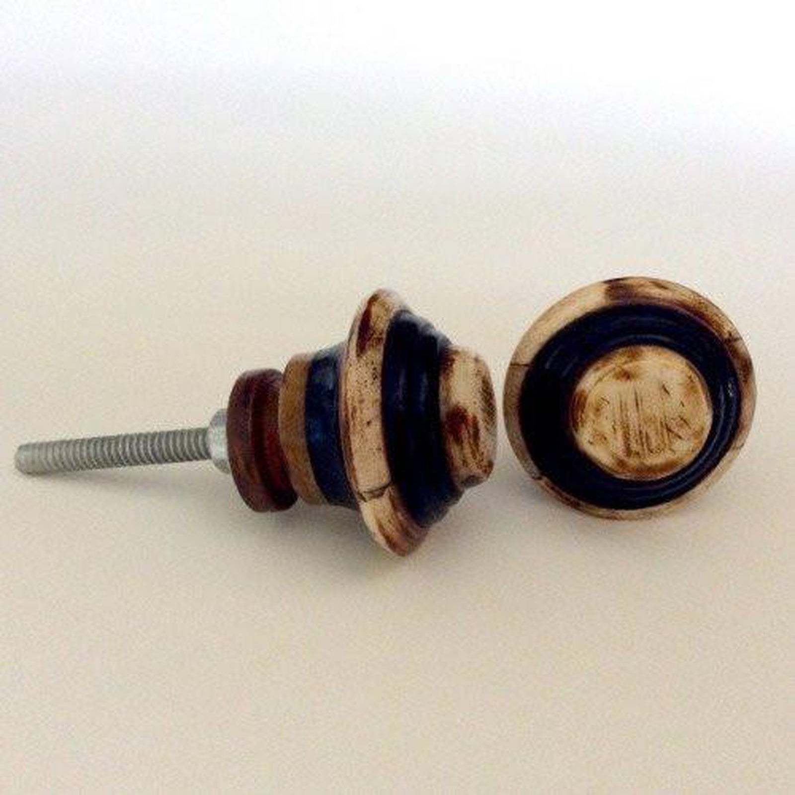 Mid-Century Wood and Bone Cabinet Knobs Drawer Pulls 1.25 Inch-Dwyer Home Collection