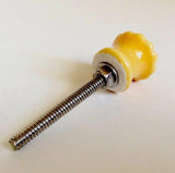 Mini Scalloped Yellow Gold Porcelain Cabinet Knobs Small Drawer Pulls .9 Inch-Dwyer Home Collection