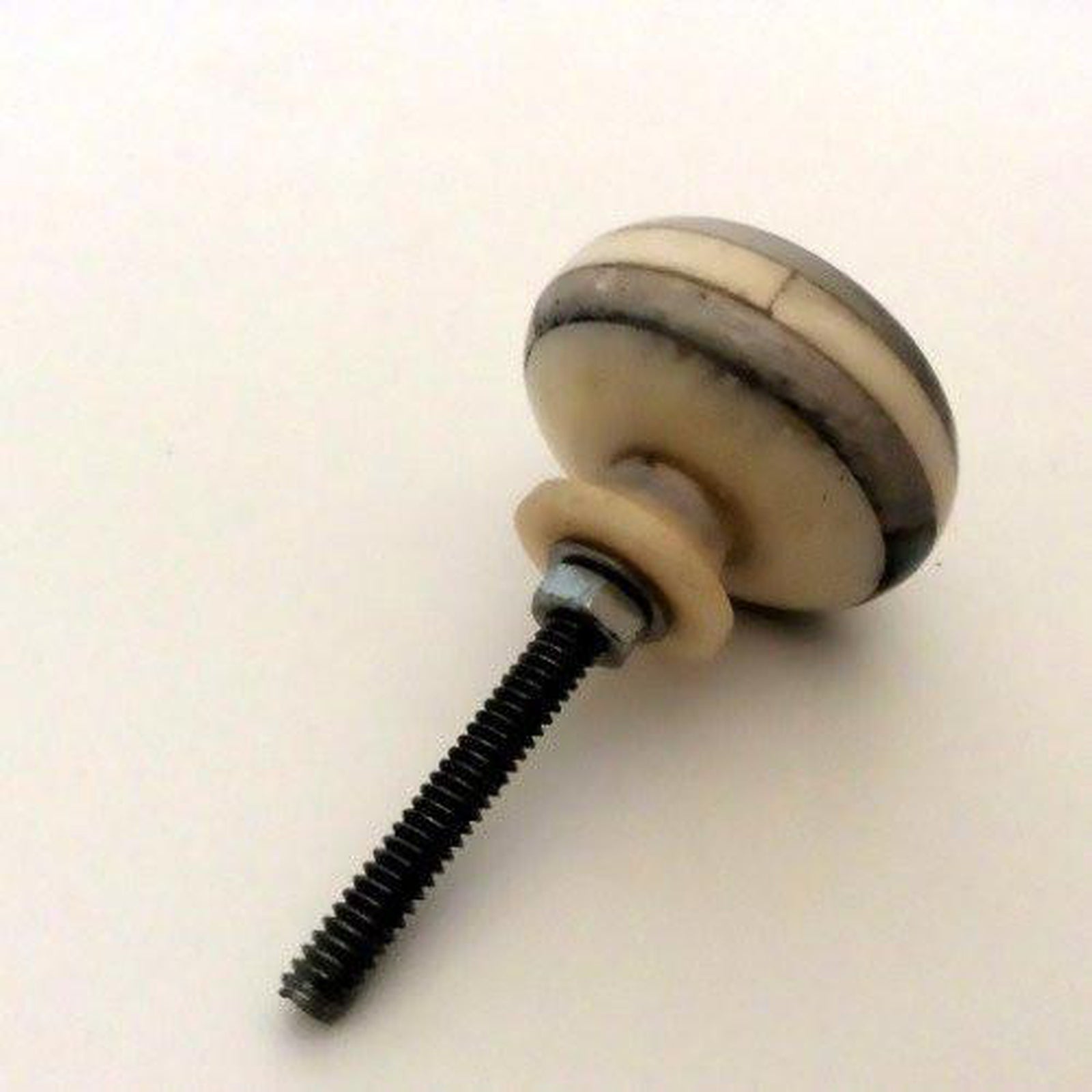 Smoky Grey Trim On Polished Bone Cabinet Knobs Drawer Pulls 1.50 Inch-Dwyer Home Collection